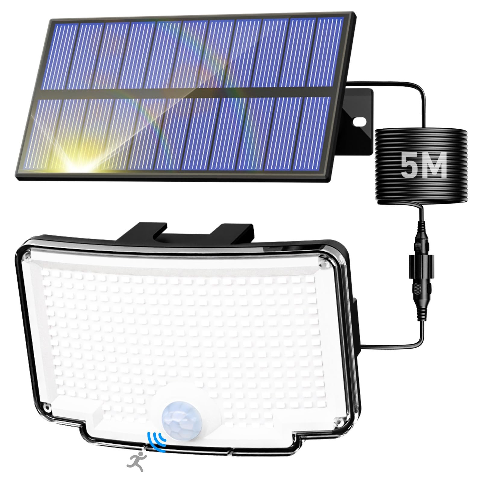 Luz Solar 318 LED Pared Con Sensor De Movimiento Lámpara Para Seguridad Exterior