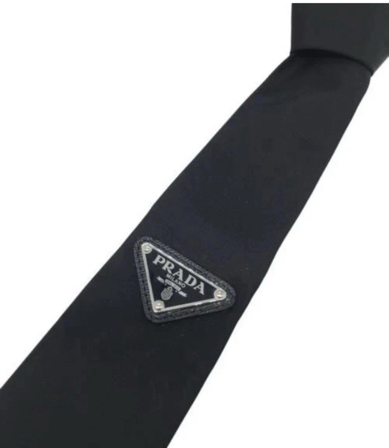 Black Men's Prada Re Nylon Tie Triangle Logo With Box