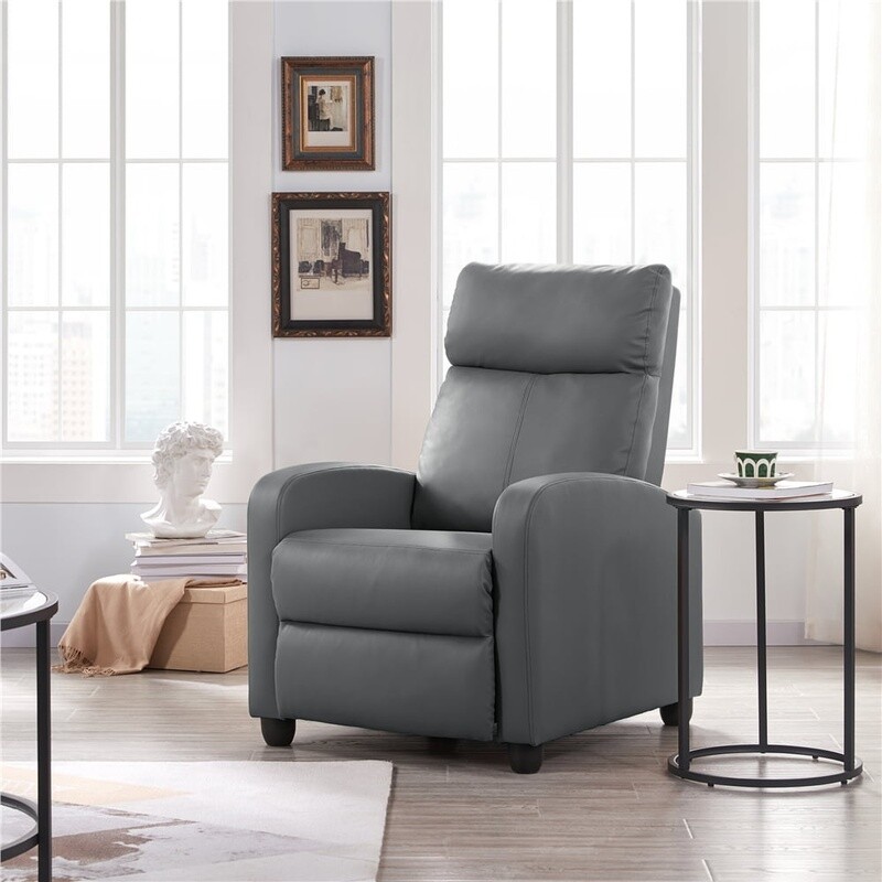 Faux Leather Push Back Recliner Theater Chair Soft Cushioned Gaming Comfortable