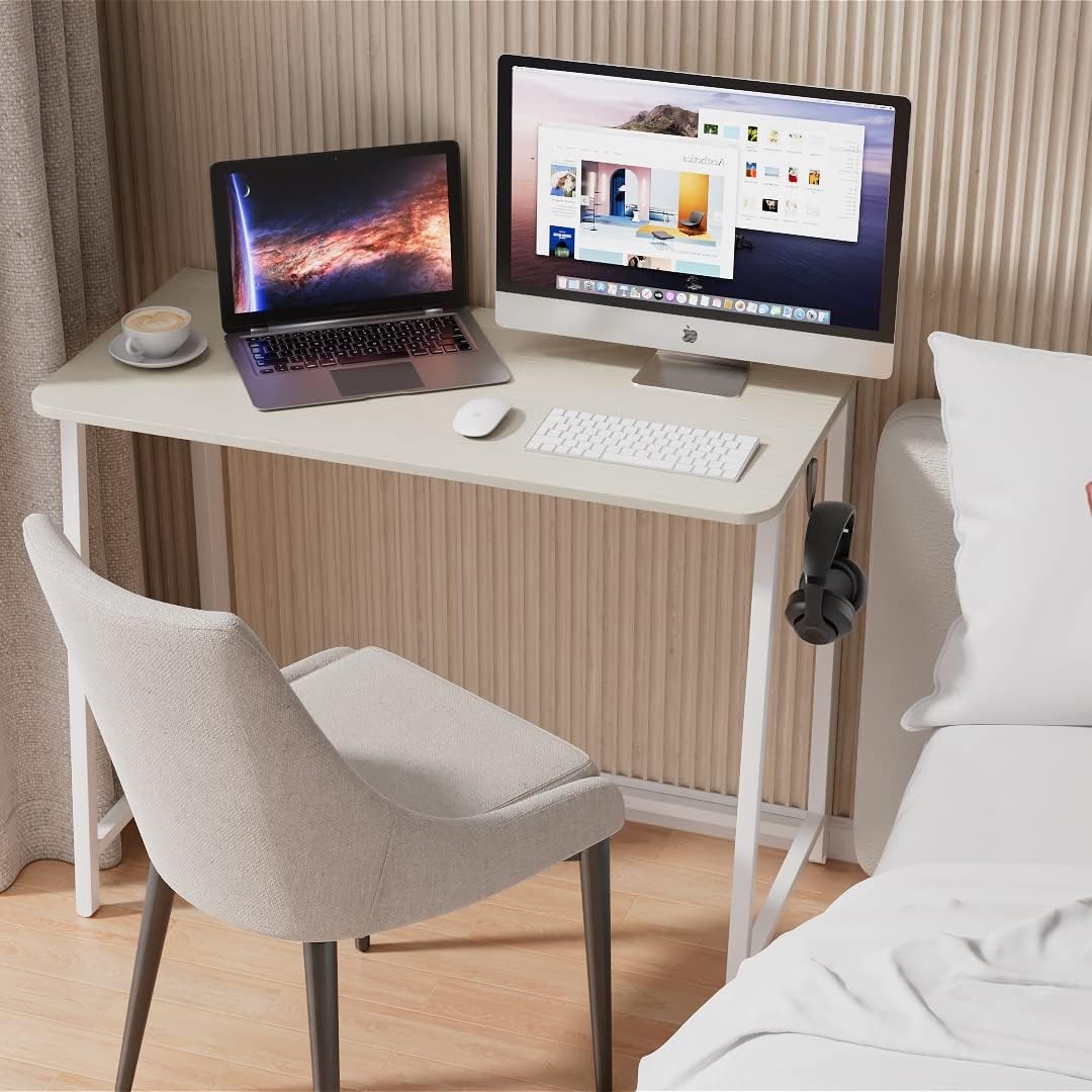 Folding Desk Small Foldable Desk 31.5" Small Spaces Space Saving Computer Table