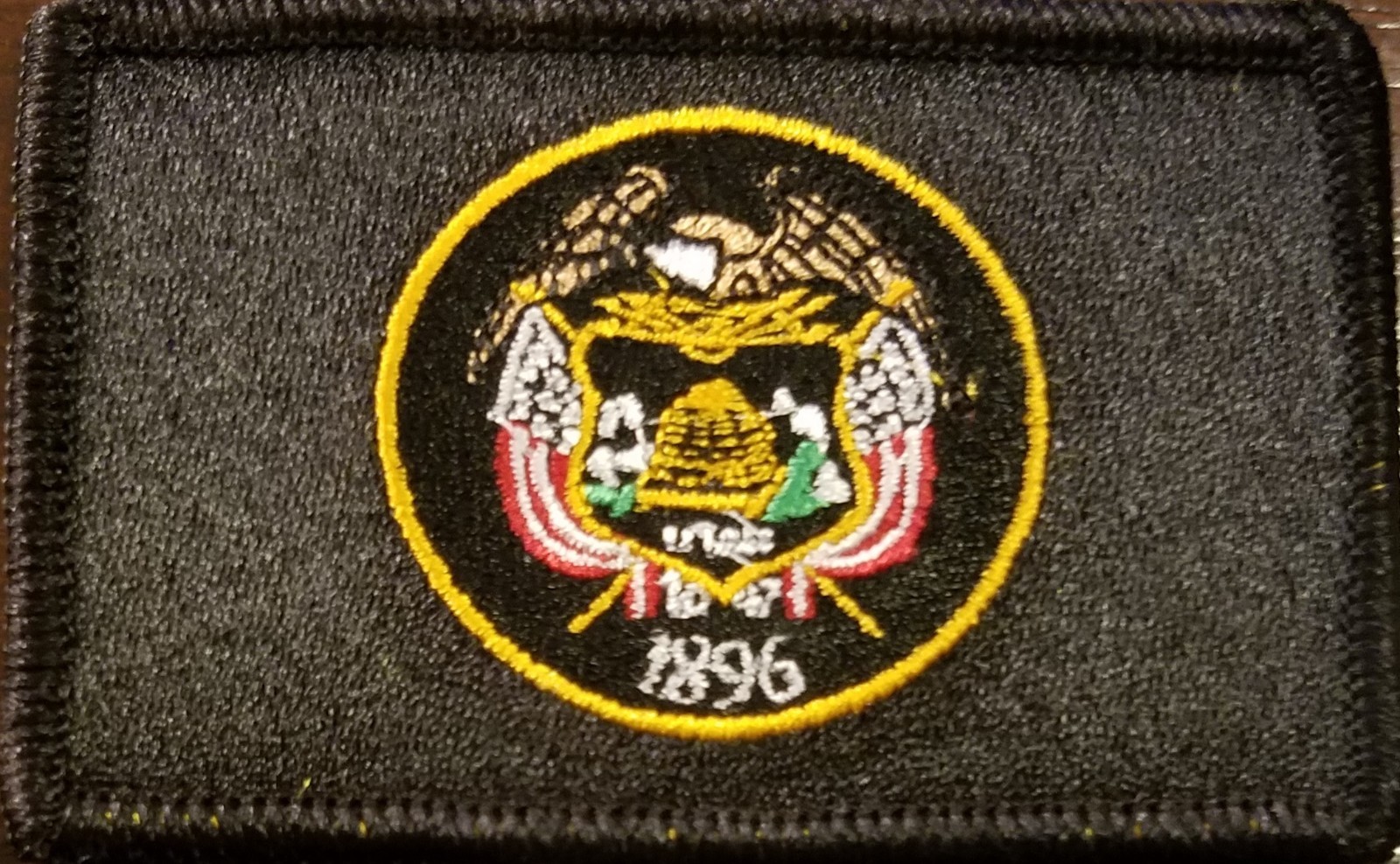 Utah State Flag Patch W/ Hook & Loop Fastener Tactical Black Version #8