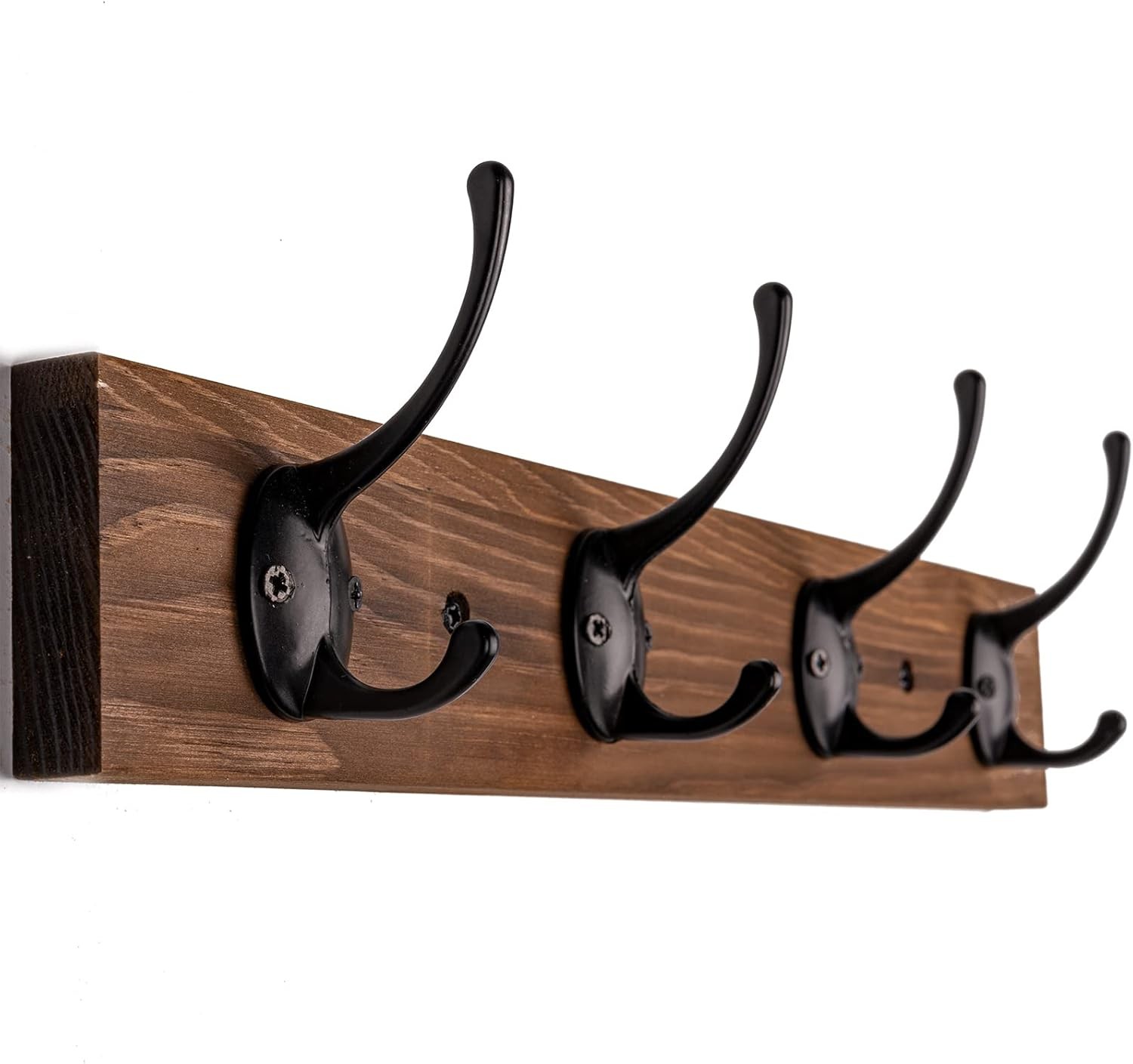 Coat Hooks Wall Mounted, Wooden Hat Rack with 4 Hooks for Entryway,