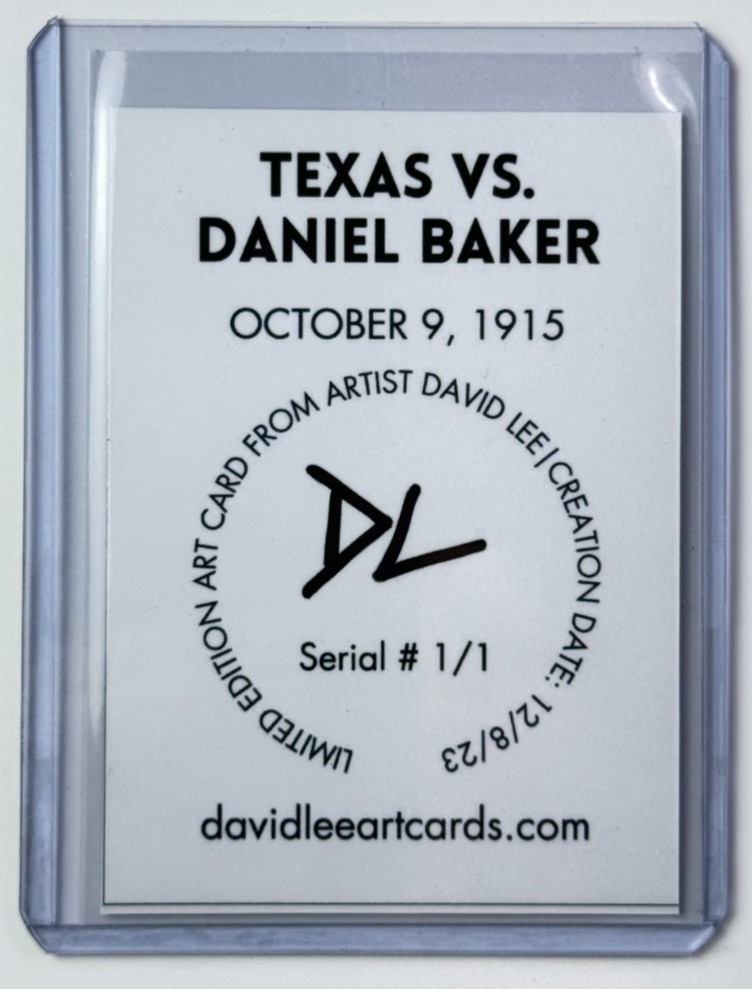 1915 Texas Vs. Daniel Baker Artist Signed Football Program Refractor Card 1/1
