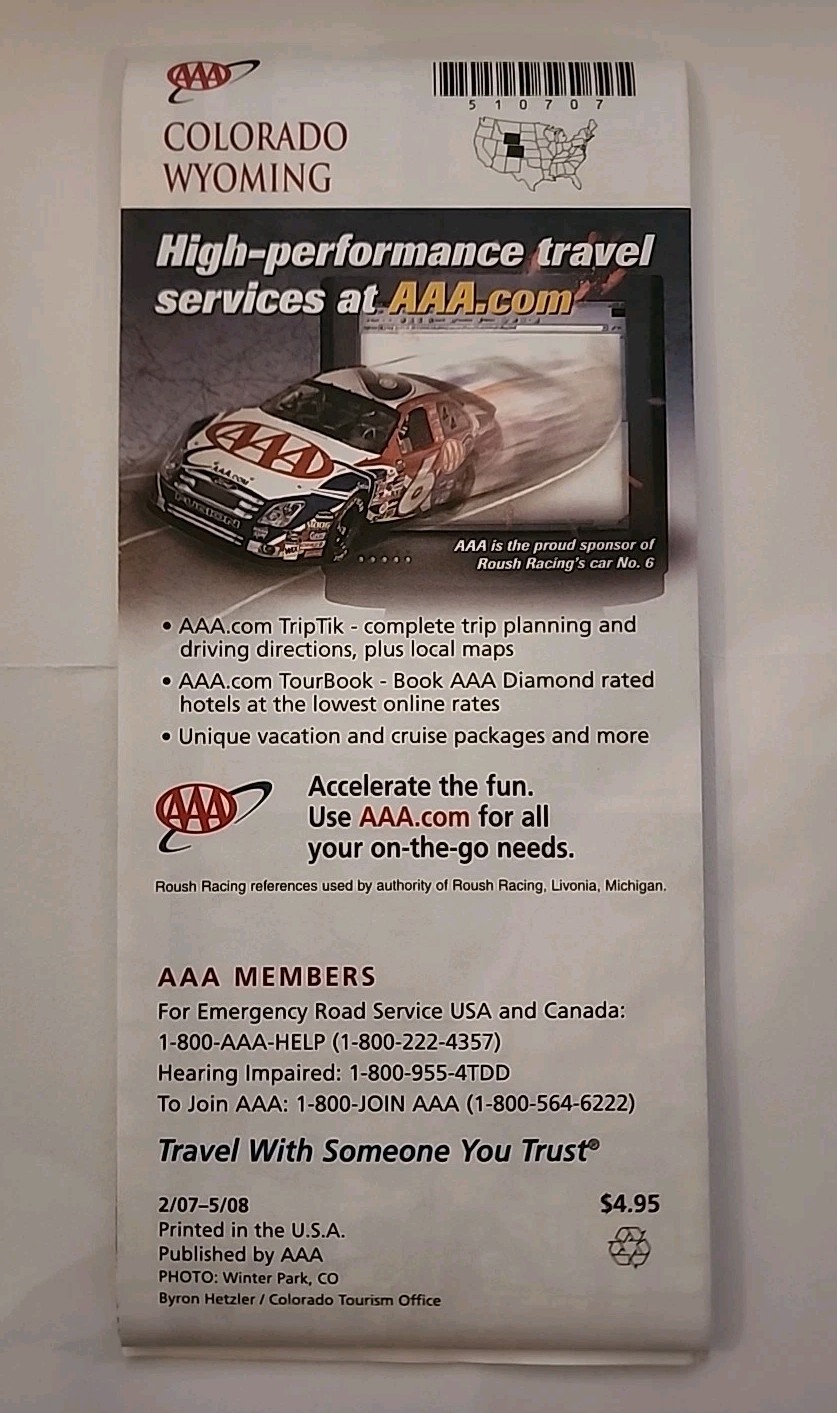 Colorado Wyoming AAA Road Map 2007/2008