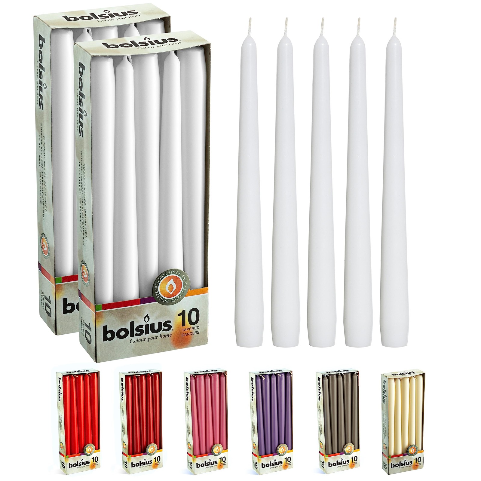 BOLSIUS 20 Count Unscented 10 Inch White Household Taper 20 Count,