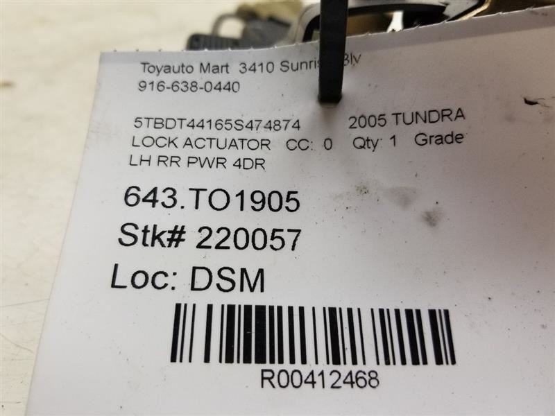 2005 TOYOTA TUNDRA DRIVER SIDE REAR DOOR LOCK ACTUATOR ASSEMBLY