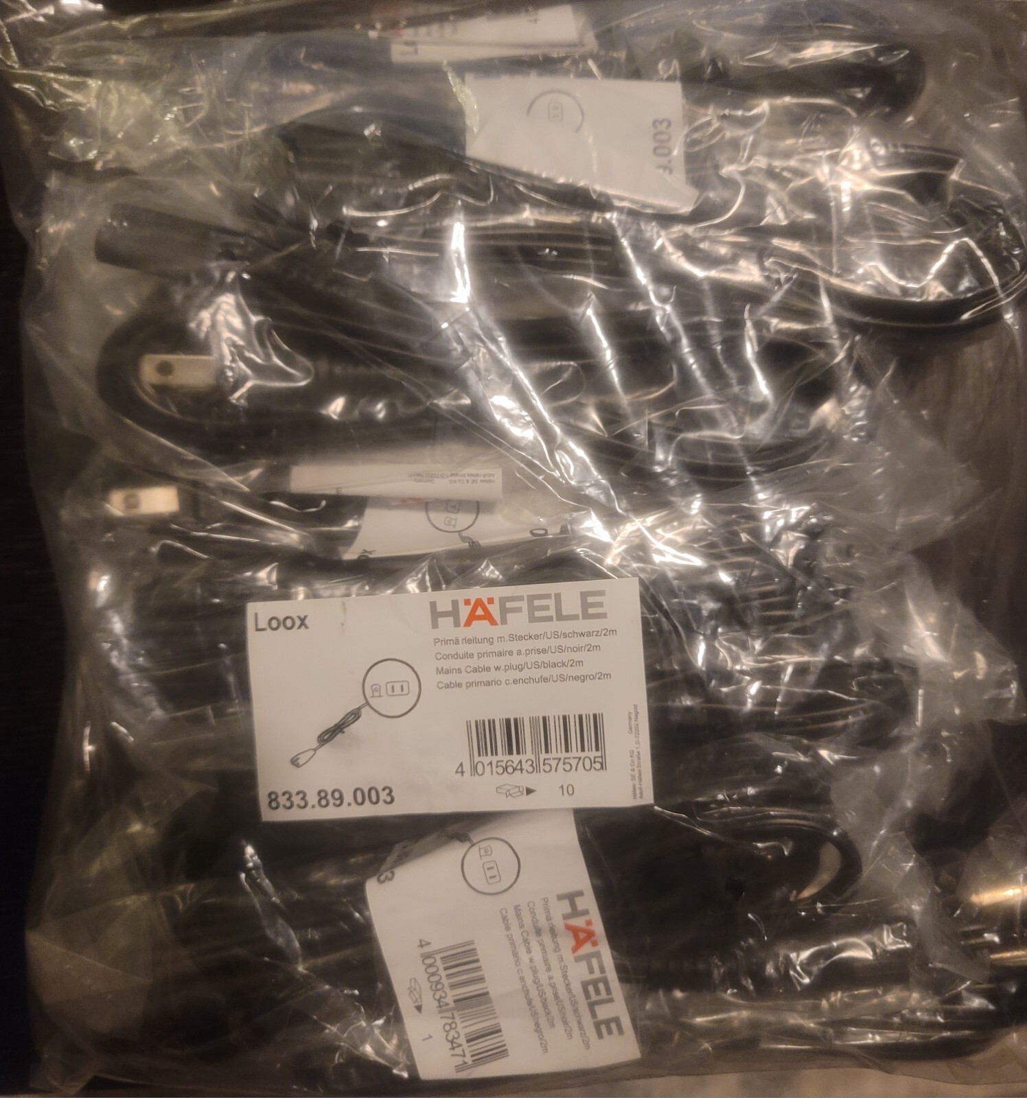 Hafele Mains Lead C7 Socket 833.89.003