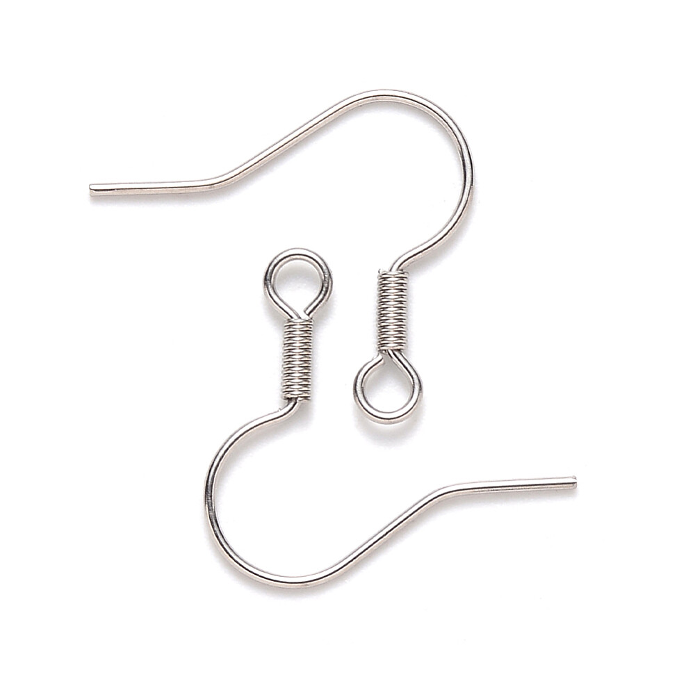 200x French Earring Hook Flat Blank Stainless Steel Ear Wire w/ Loop for Earring