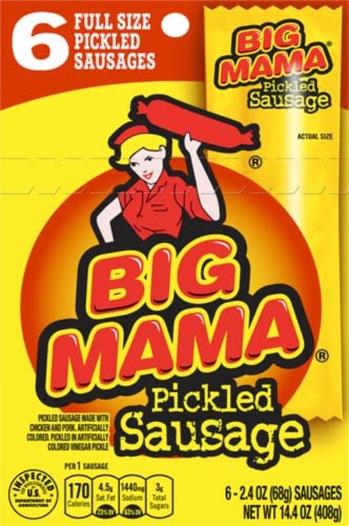 Big Mama Pickled Sausages, 2.4 Ounce, 6 Pack