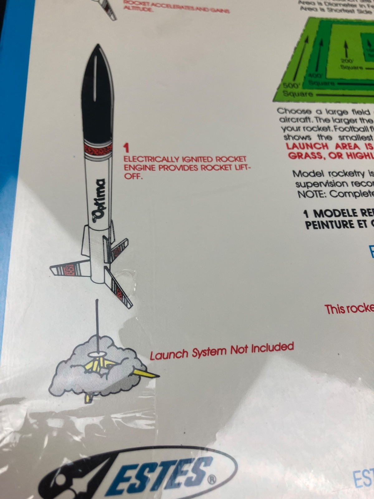 Estes 1st Issue Optima #2035 Flying Model Rocket Kit In Shrink Wrap - Pristine