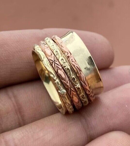 Handmade Meditation Thumb Ring Brass Copper Spinner Band Ring All Size SR294