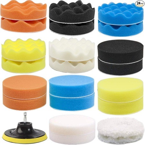 4 Inch 24 Pieces Buffing Polishing Pads, Foam Drill Polishing Pad Kit Sponge Pad