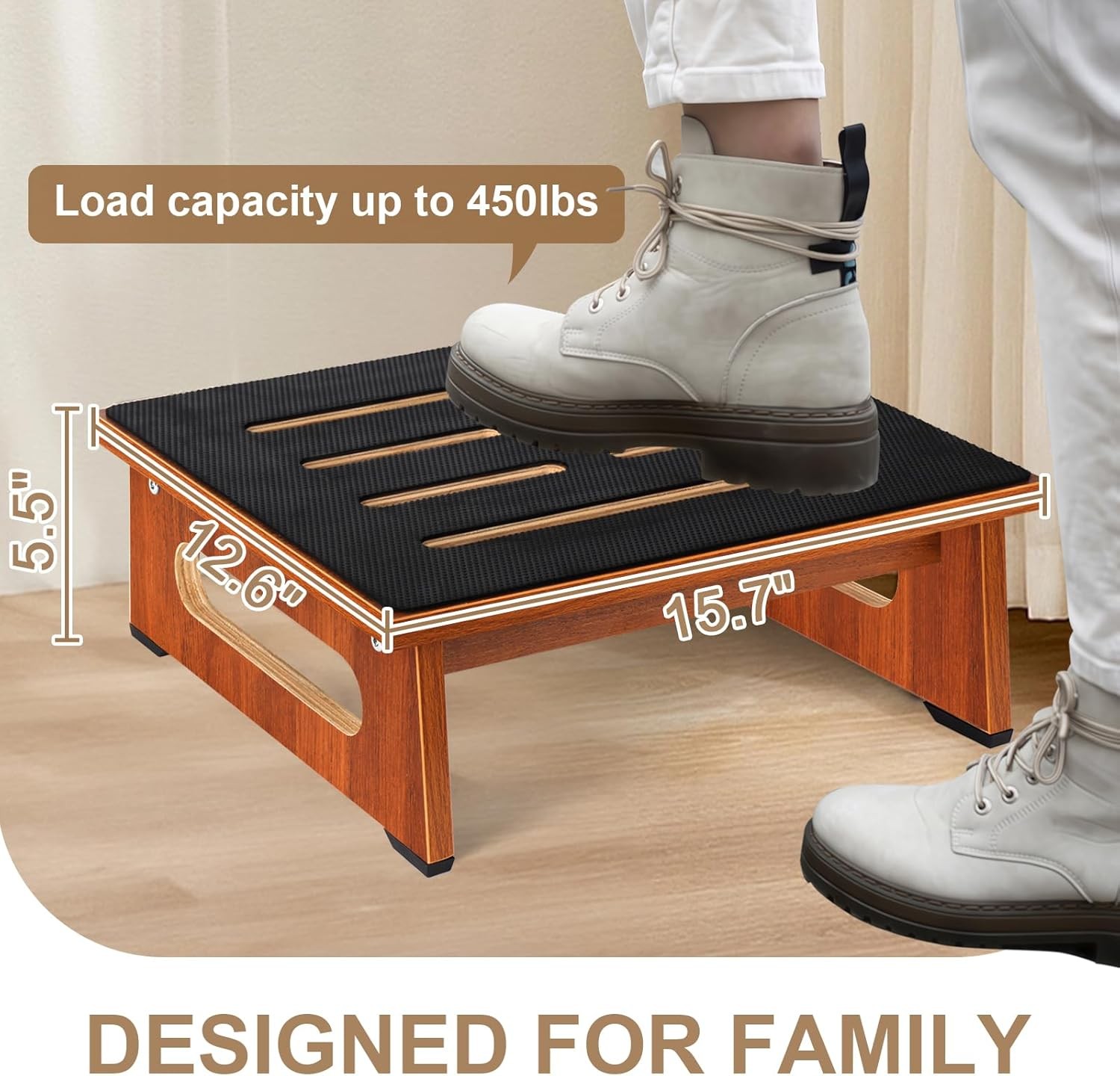 Step Stool, Bed Steps for High Beds Adults with 5.5 Inches, Brown