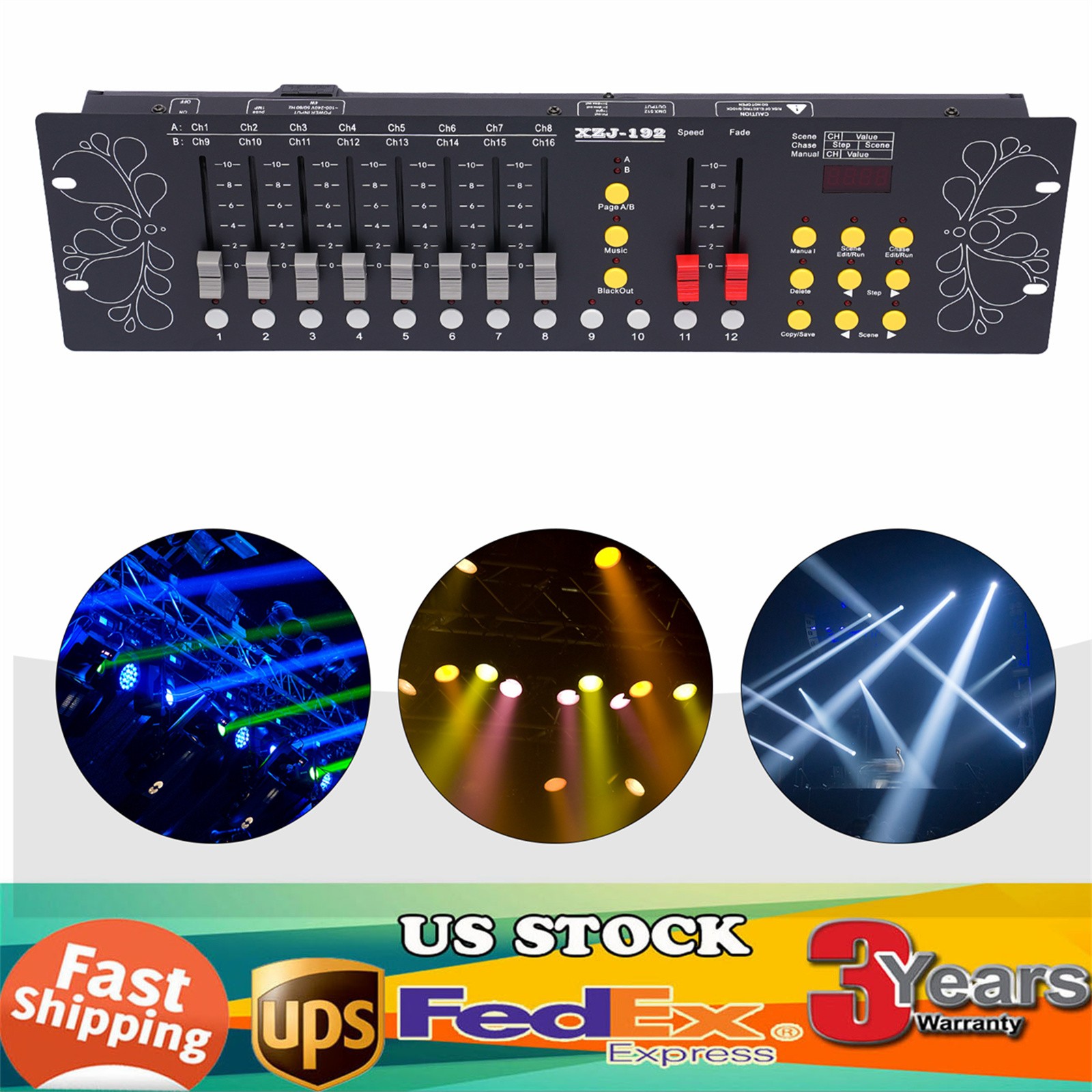 DJ DMX 512 192 Channels Operator Console Controller Stage Lighting DJ Party US