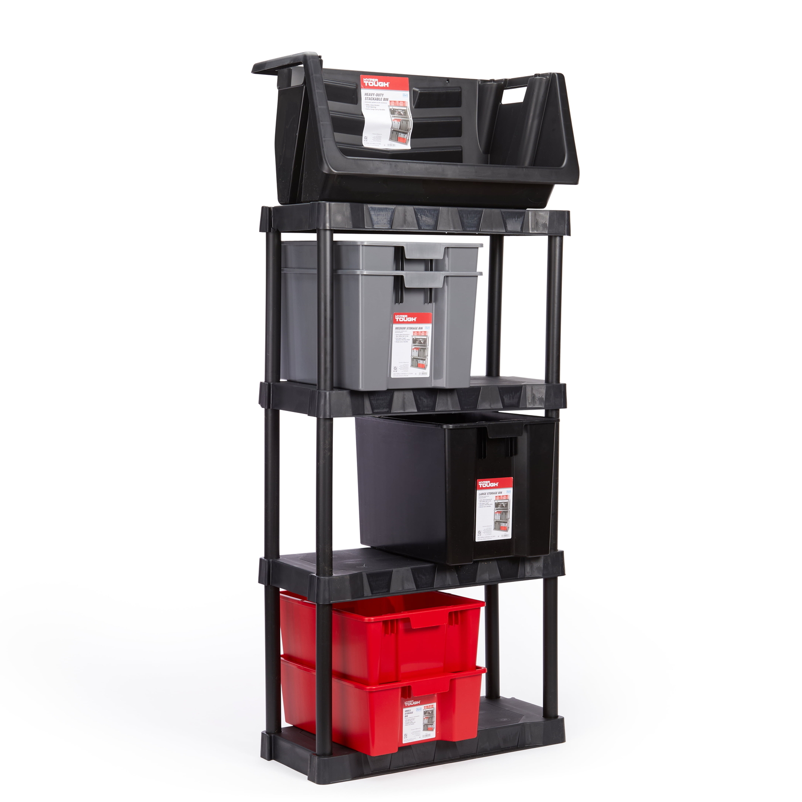 Garage Plastic Storage Bin Large Nesting Stacking, Black