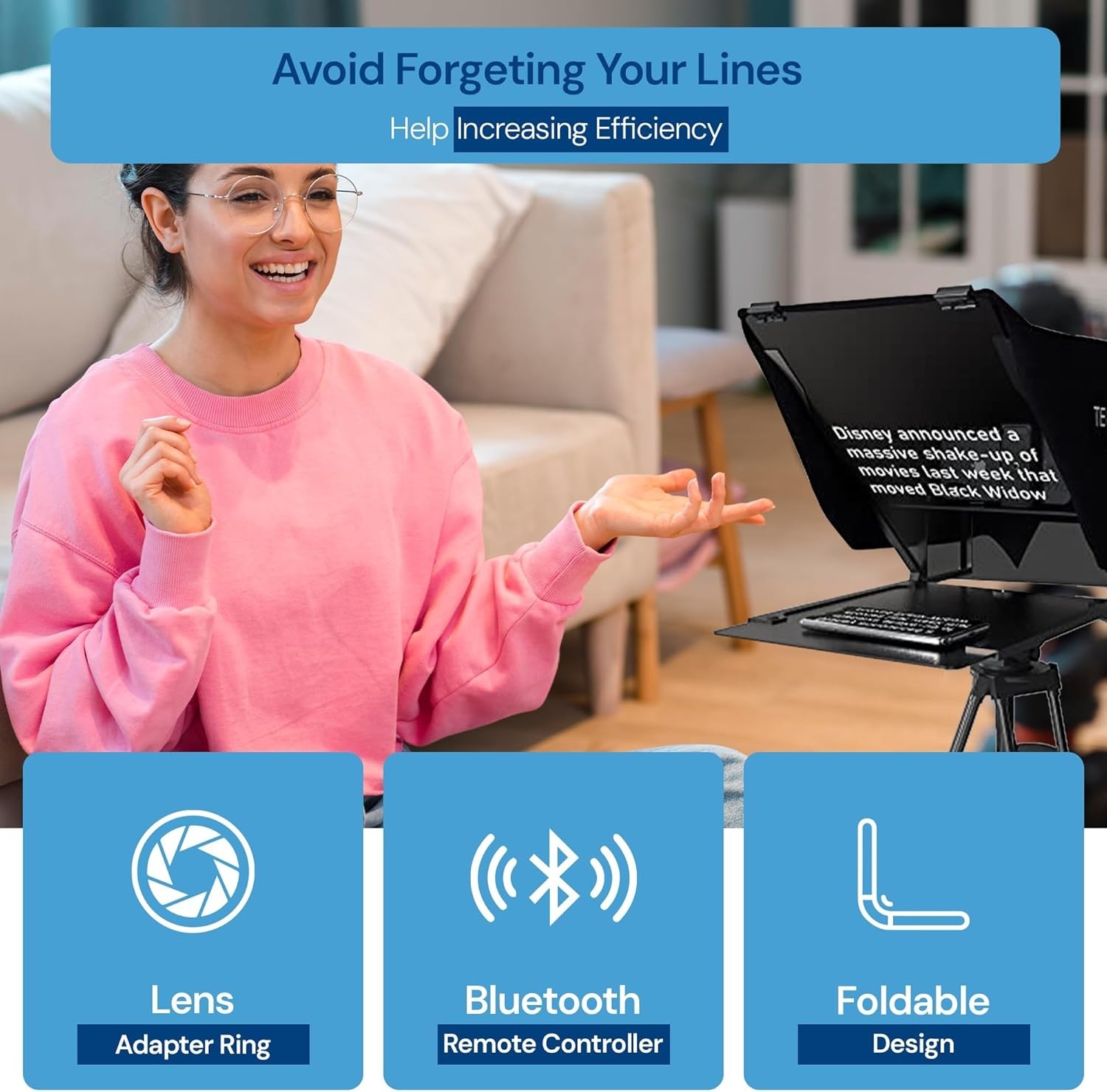Teleprompter 5.0 with Foot Remote - Convenient for iPad, Tablet & Smartphone Use