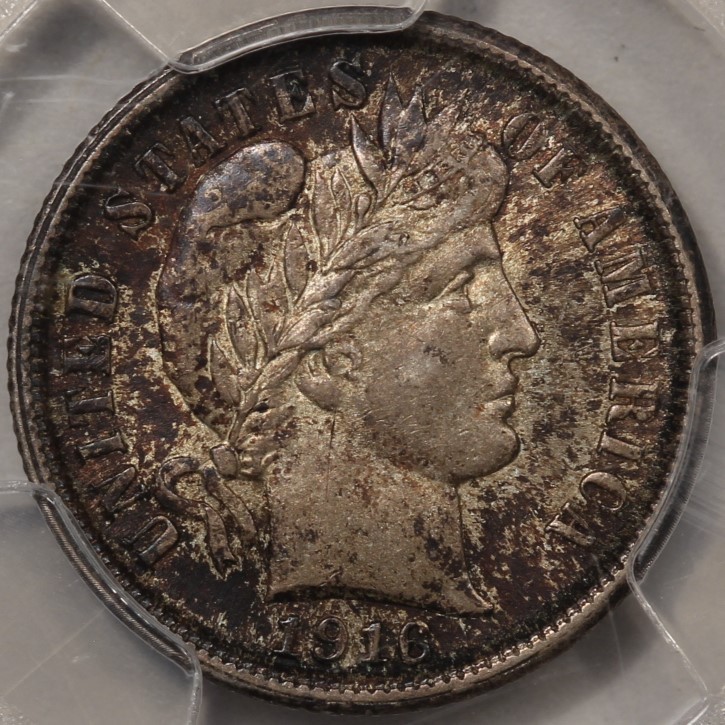 1916 Barber Dime PCGS & CAC AU-58 - Crusty Original!