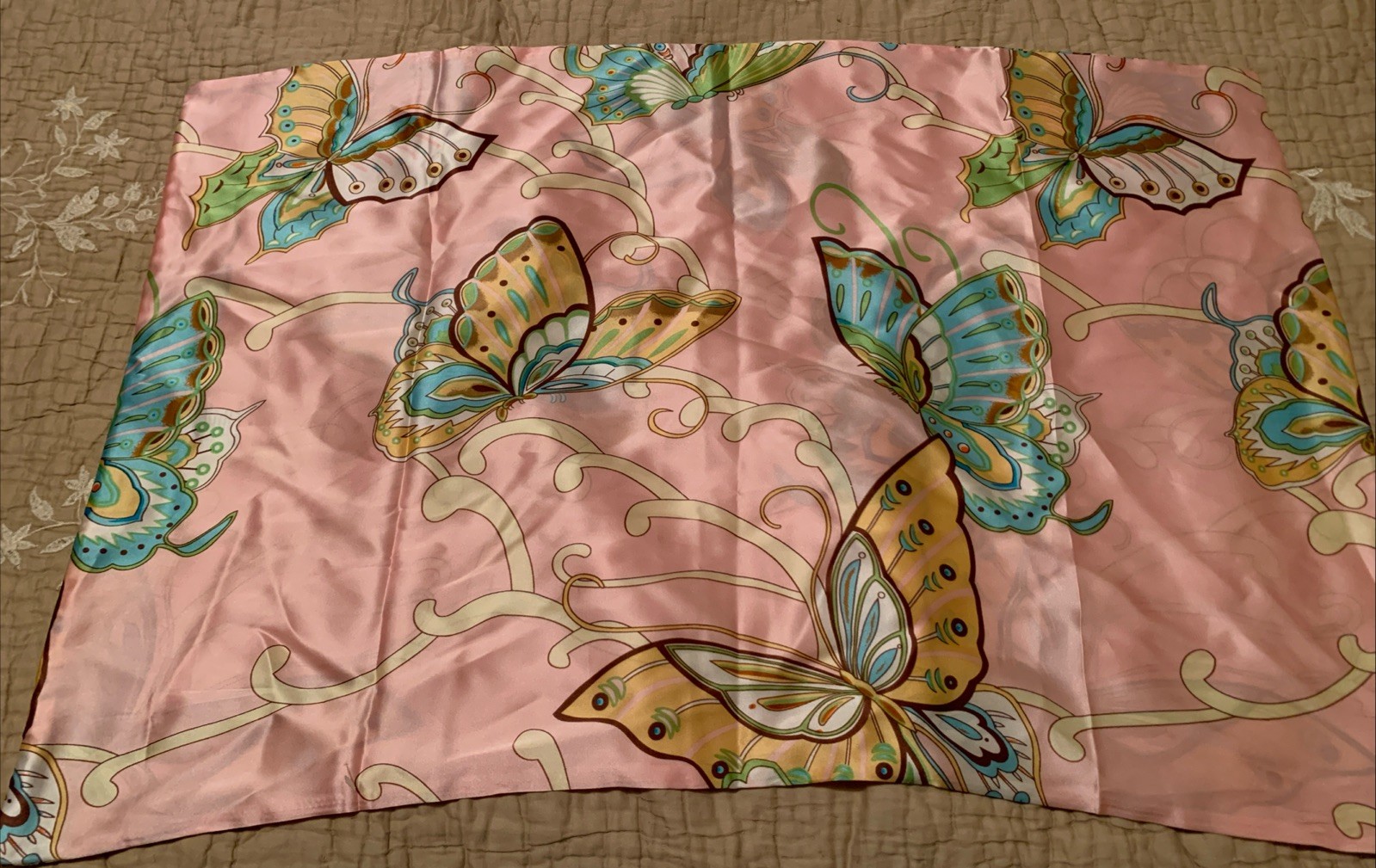 SLPBABY 100% Mulberry Silk Pink Butterfly Standard Pillowcase $108 Retail