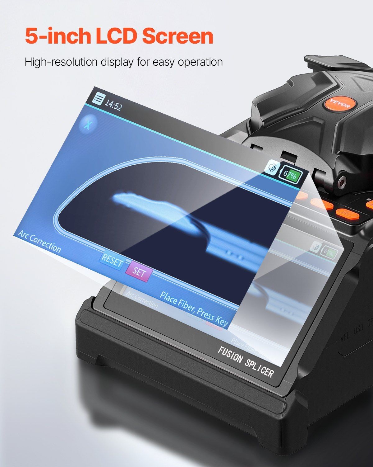 Fiber Optic Fusion Splicer 5" Screen 6 Motor Core Clad Alignment