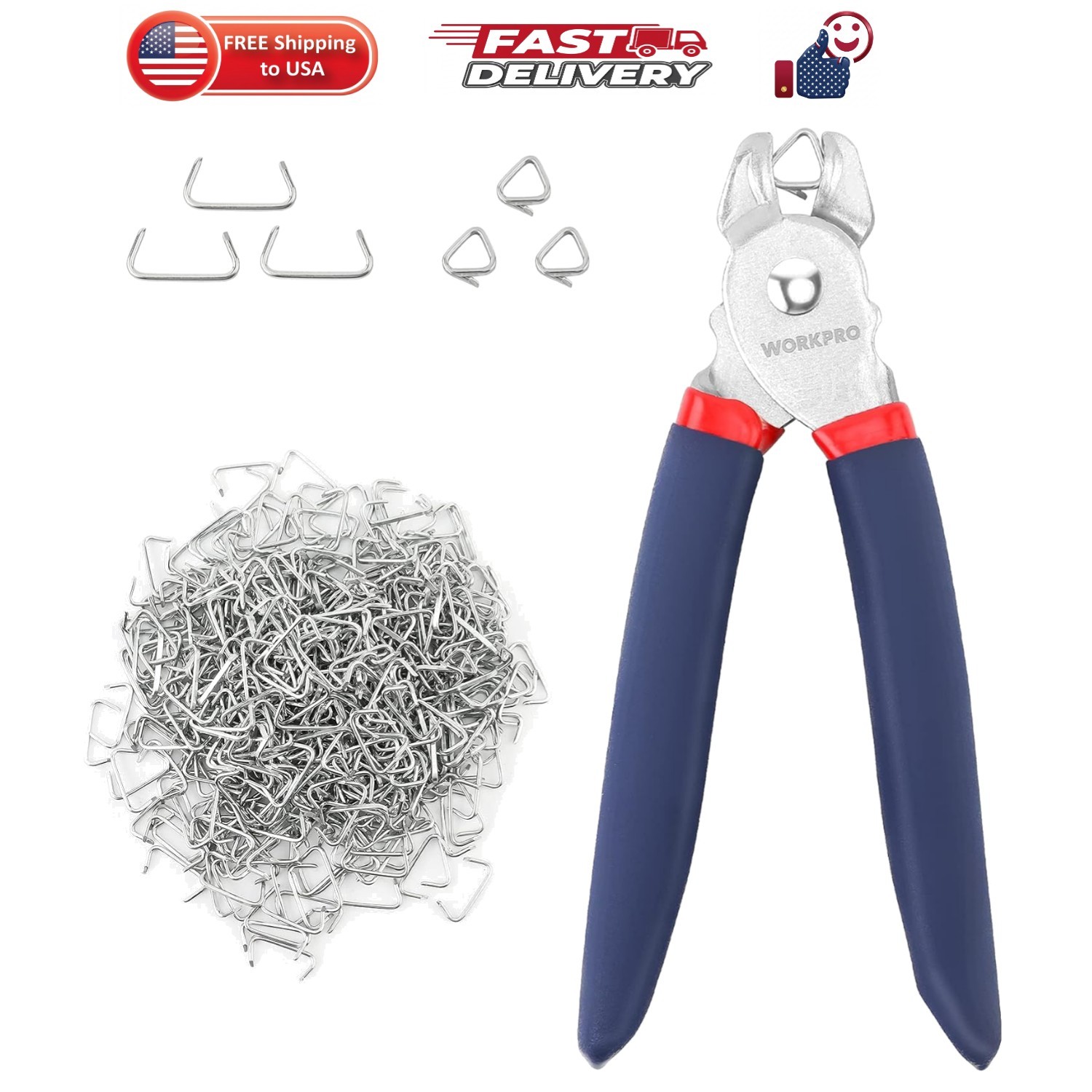 Hog Ring Pliers with 500 Pcs 3/4" Hog Rings | Galvanized Steel Hog Rings, For...