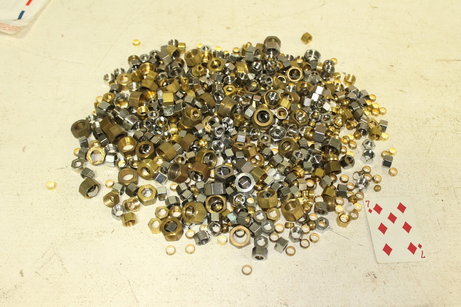 Lot of  3/8" and 1/2" Brass Compression Nuts, Rings, Sleeves, Ferrules NEW