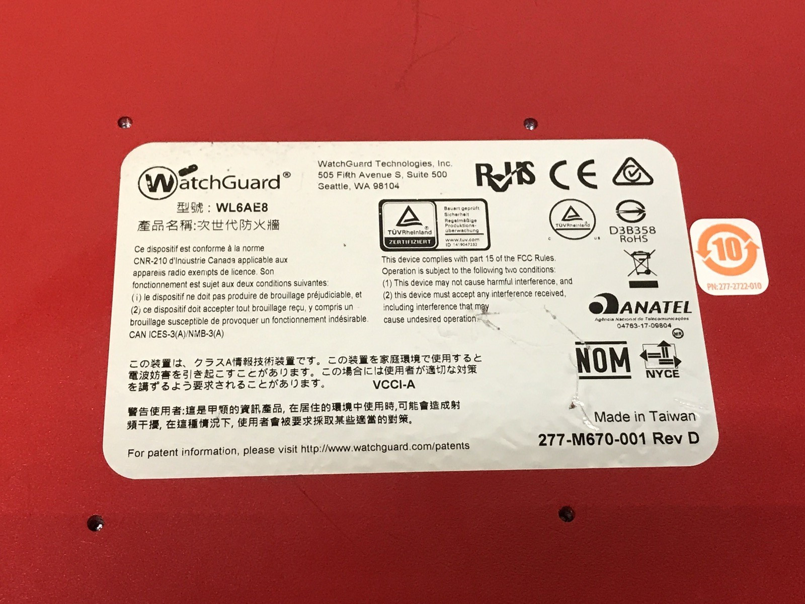 WatchGuard Firebox M370 8-Port Network Security Appliance WL6AE8 WORKING *READ*