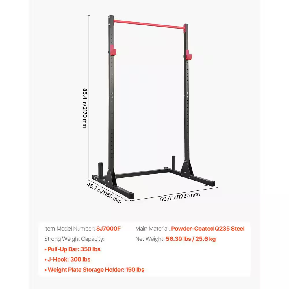 Power Cage Squat Rack, 800LBS. Strength Training Workout Home Gym, Multifunction