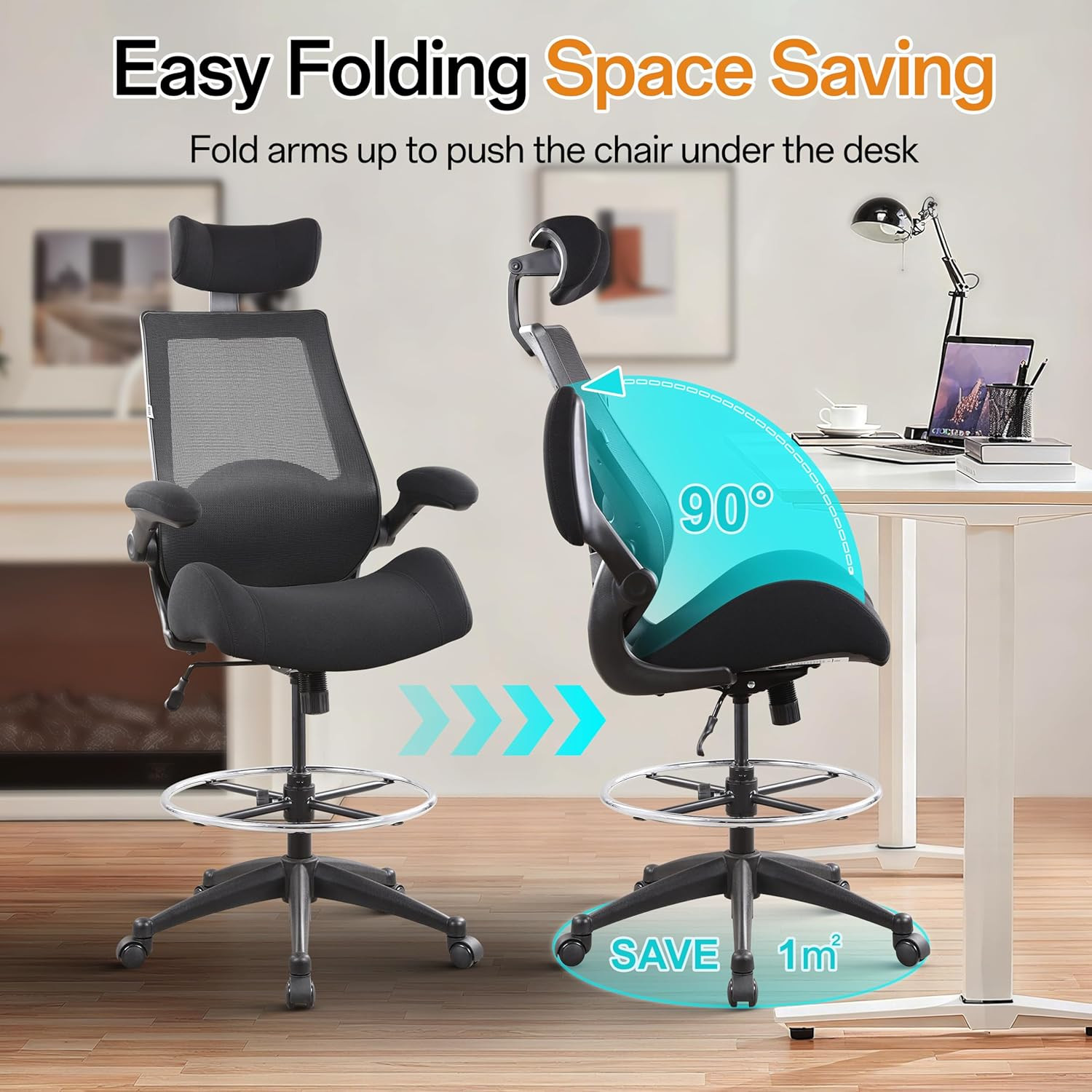 BOLISS Drafting Office Chair 400Lbs High Back Wide Standing Desk Chair Comfortab