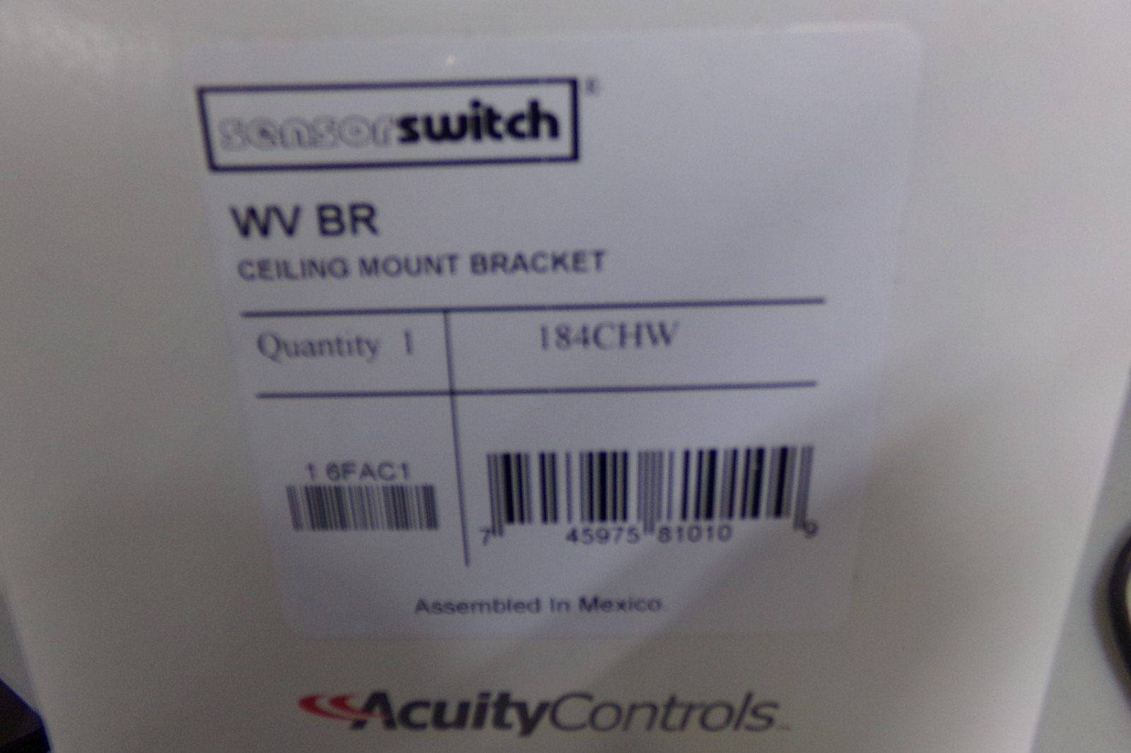 ACUITY SENSOR SWITCH Mounting Accessories, Acuity Sensor Switch WV (HH)