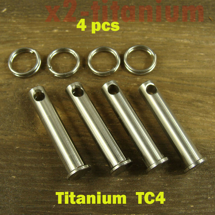 4pcs Titanium Pin + rings for keychain lanyard bead Zipper pull use XH438A