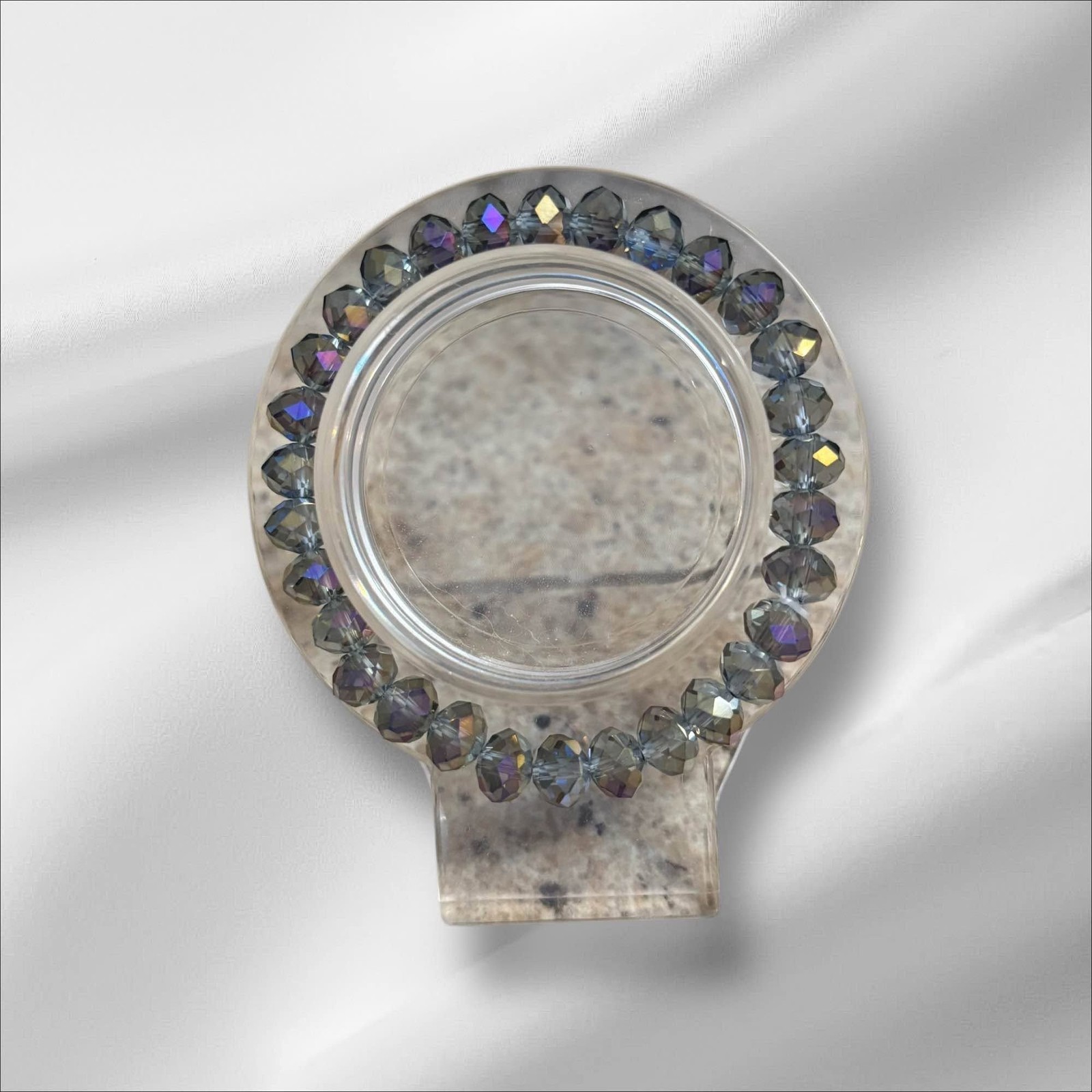 Handmade Glass Beaded Bracelet Gray Sparkle 0199