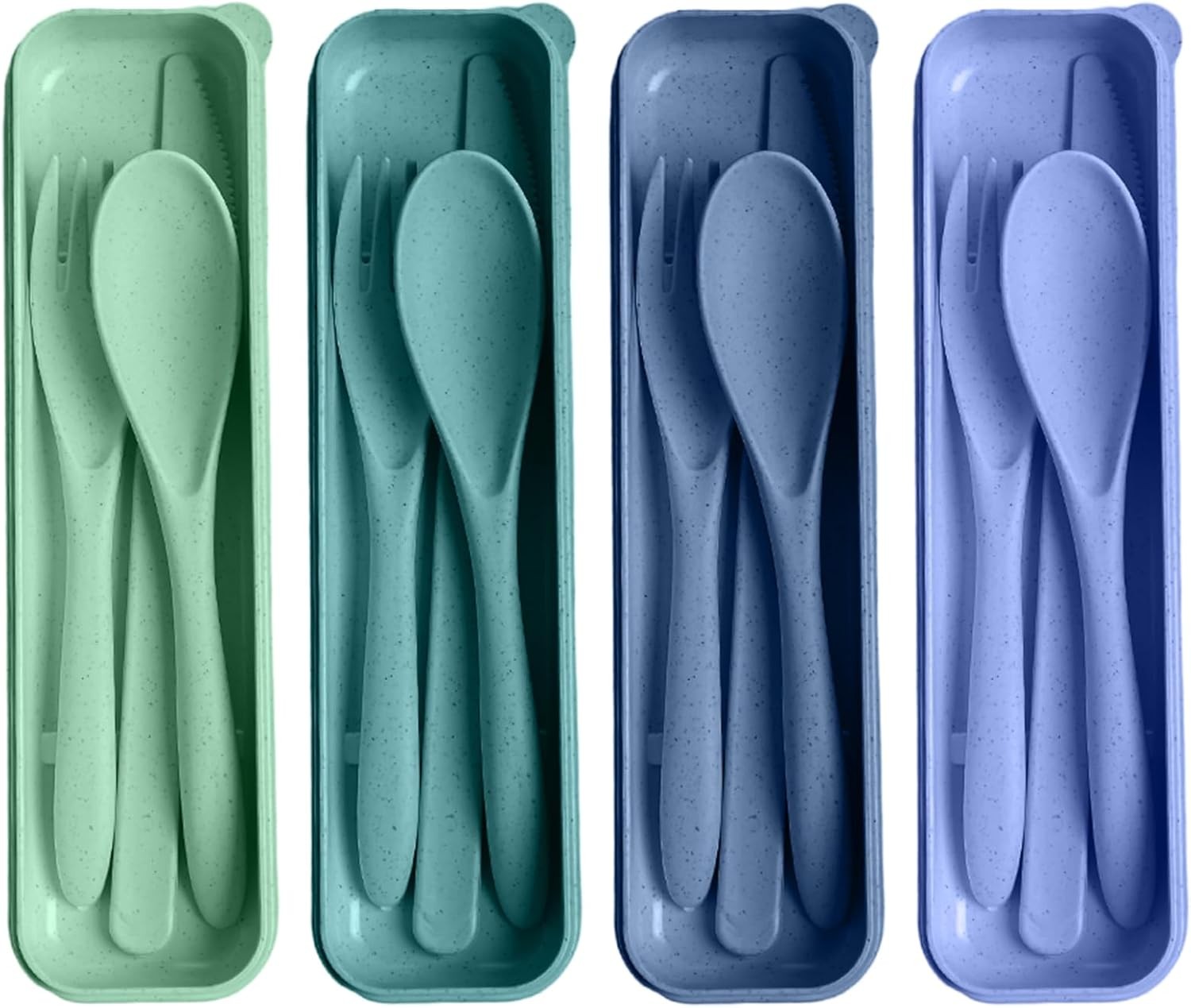 Reusable Utensils Set W/ Case 4 Sets Travel Utensils W/ Case Reusable Forks &