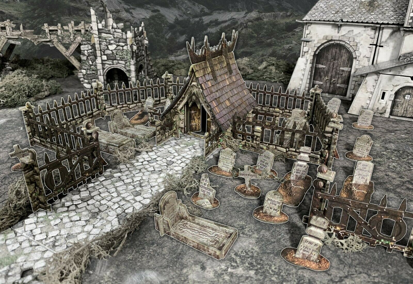 Fantasy Terrain Graveyard - D&D DND Town Village Undead Scenery