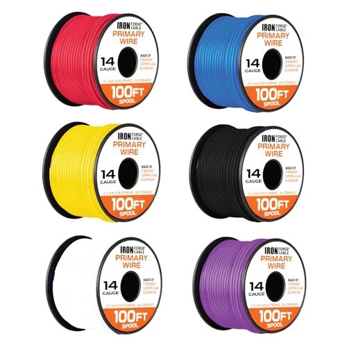 Iron Forge Cable 14 Gauge Primary Automotive Wire - 6 Roll  Assorted Colors