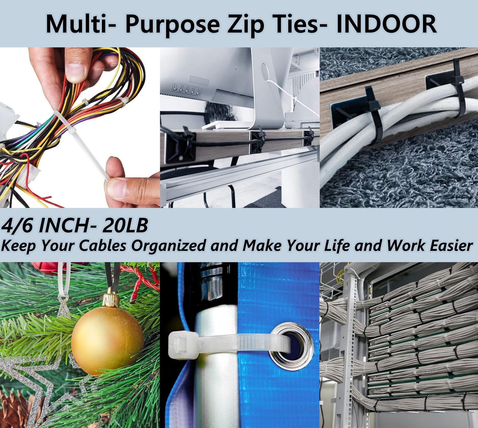 Zip Wire Ties 2100 Pack Small Cable Zip Ties with Cable Mounts Nylon Zip Cabl...