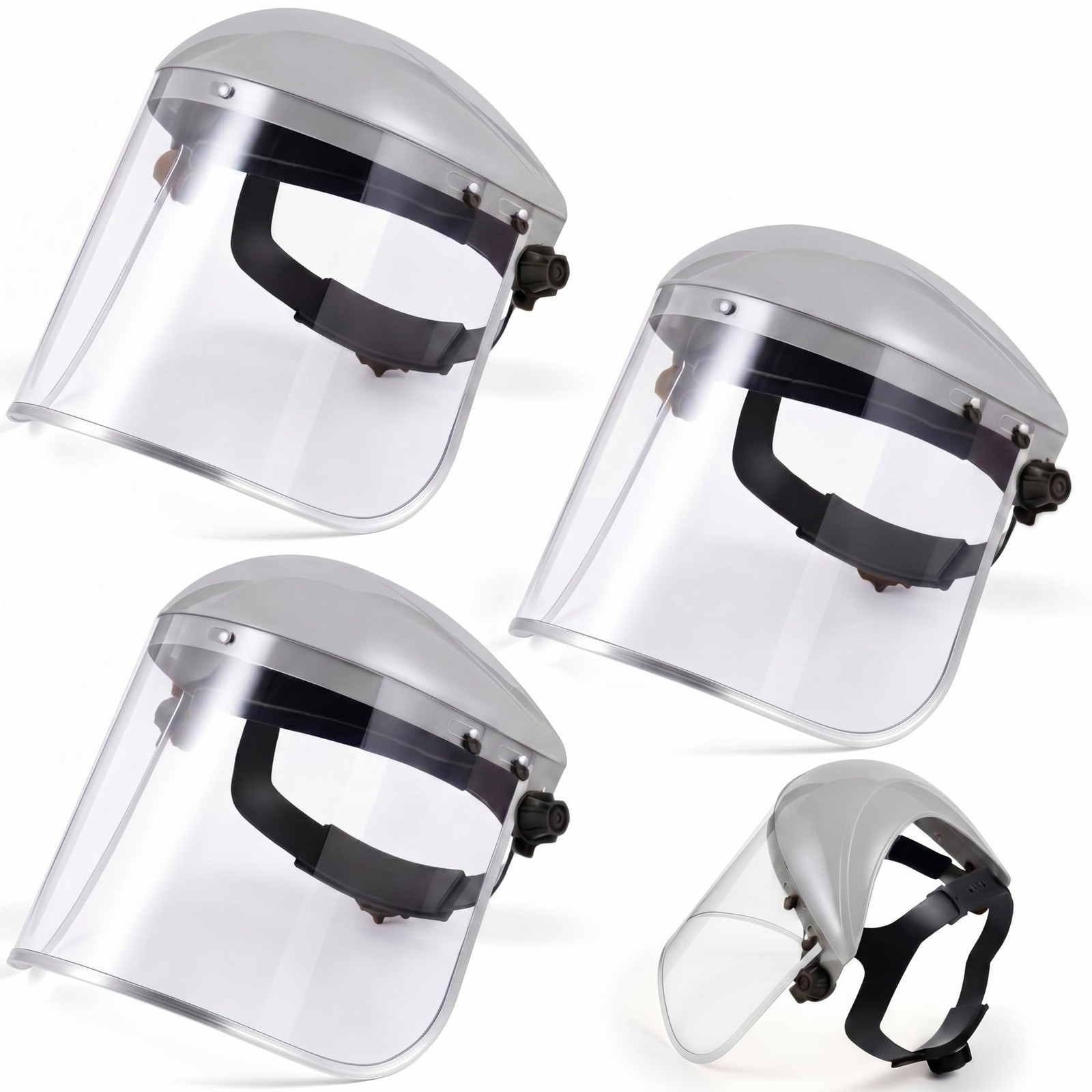 Copkim 3 Pack Safety Face Mask Shield for Grinding Clear PET, Pet Grey