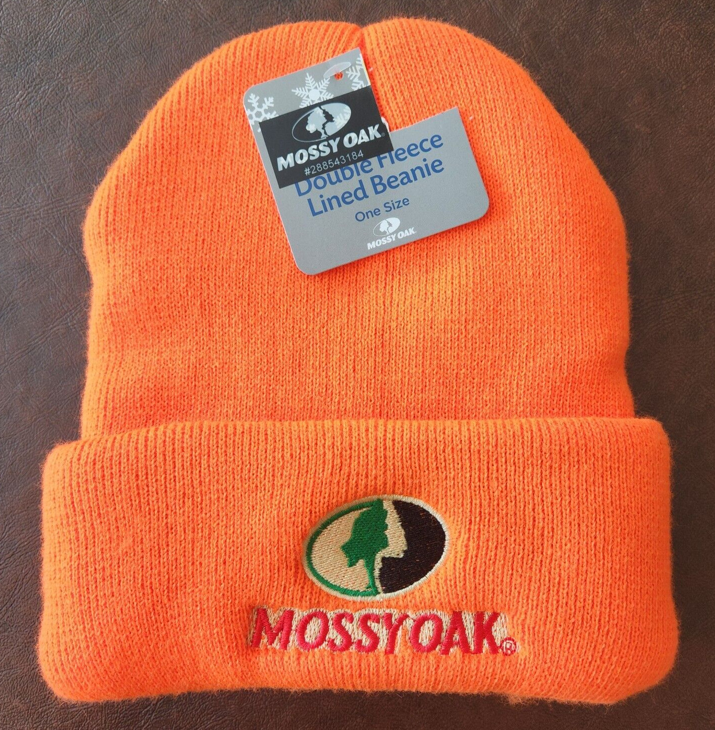 Mossy Oak Super Heavy Knit Hat Insulated Lined Hunting Beanie Fluorescent Orange