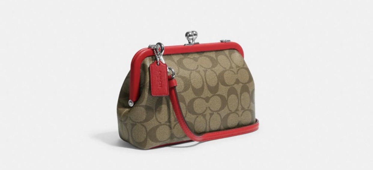 NWT Coach CH512 Nora Kisslock Crossbody Signature Canvas/Leather - Electric Red