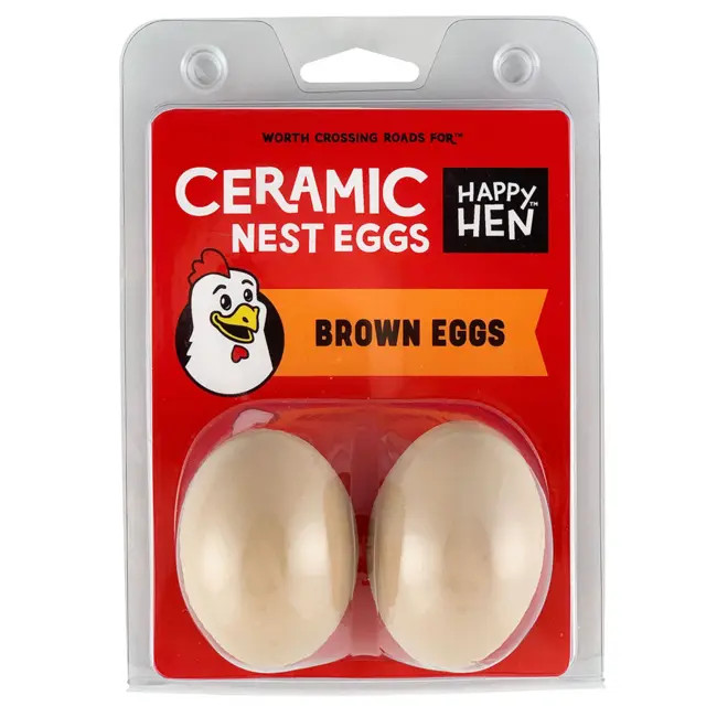 Happy Hen Ceramic Nest Eggs Brown 2 Count 2Ct