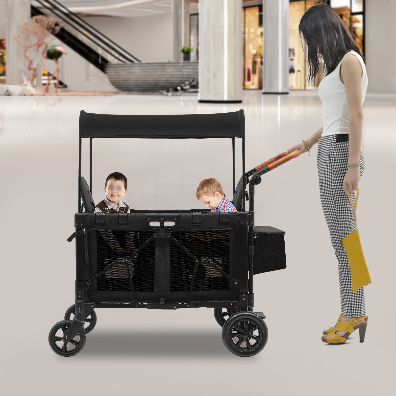 Wagon Folding Cart Collapsible Garden Beach Utility Outdoor Camping Sports Black