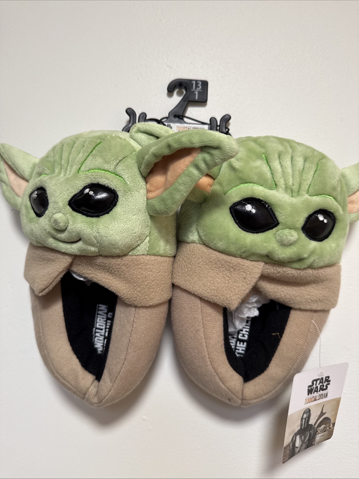 DISNEY STAR WARS Slippers Mandalorian Baby Yoda Child Grogu Unisex Kid Size 13-1