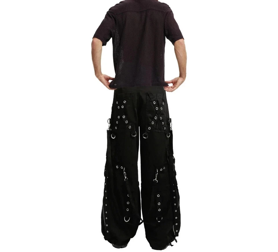 Gothic Black Cotton Punk Rock Emo Trip Pants
