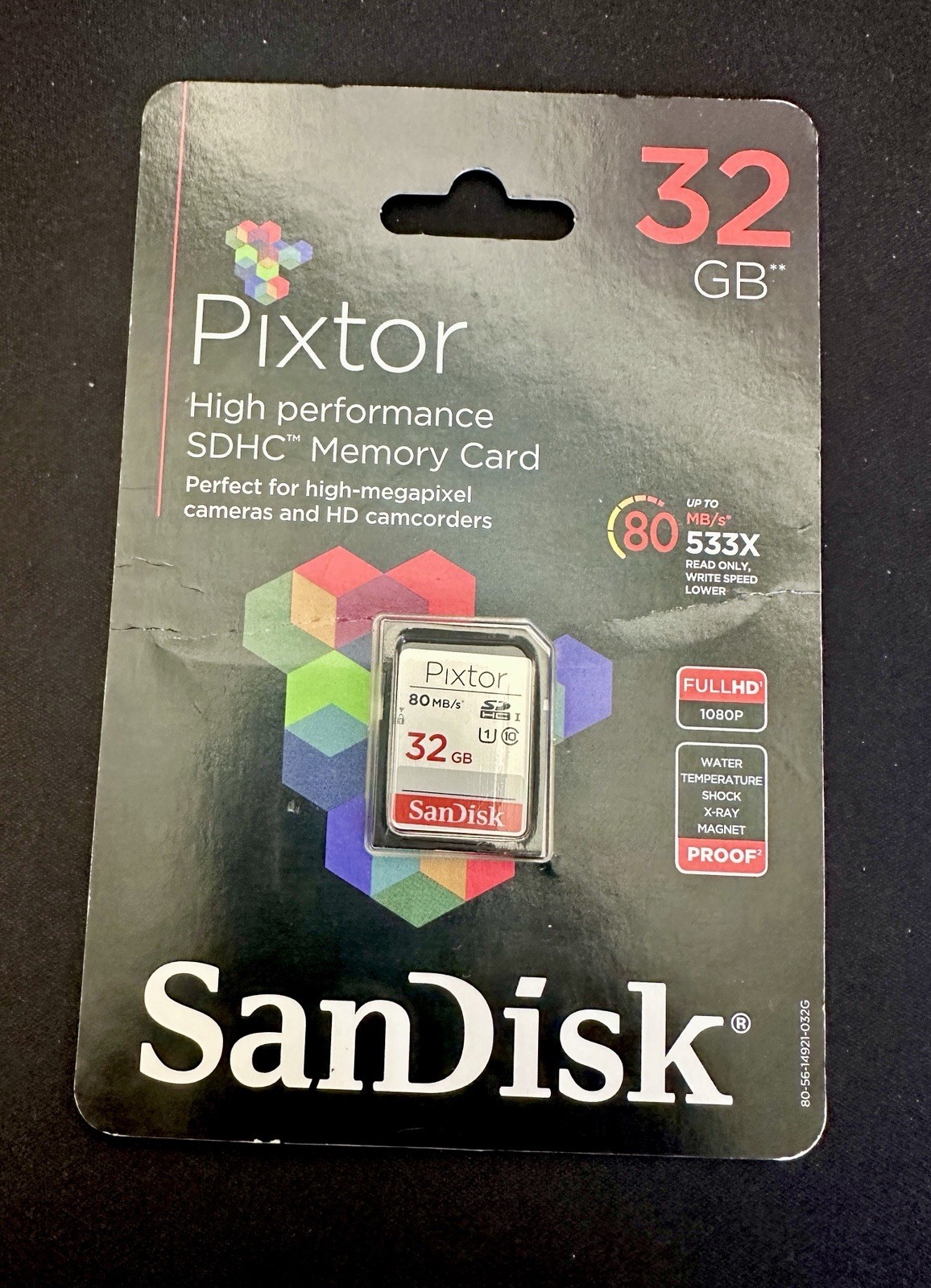 SanDisk Ultra Pixtor High Performance 32GB SDHC Memory Card FULL HD. 1080P