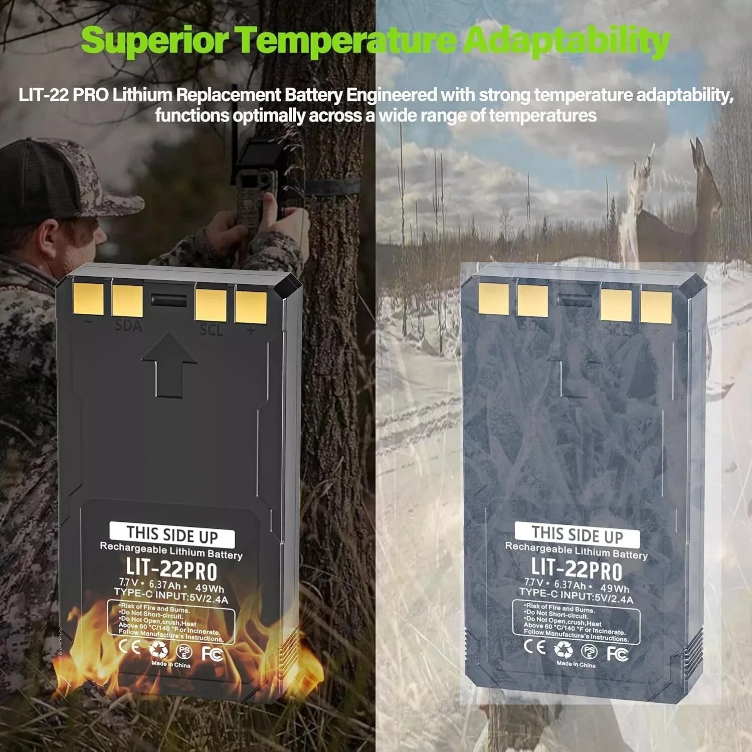 2-Pack Rechargeable LIT-22 Battery Compatible For Trail Camera Flex-M Flex G-36