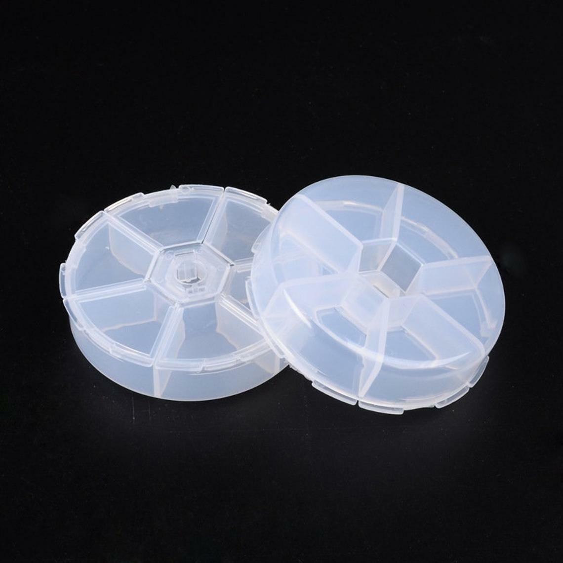 Plastic Hexagon Storage Box with 6 Spaces for Beads - 78mm (3.07") Clear
