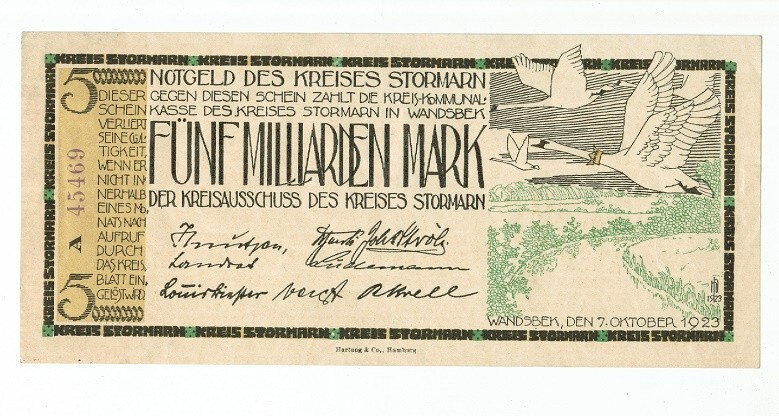 GERMANY BANKNOTE 5 BILLION MARK WANDSBEK 1923
