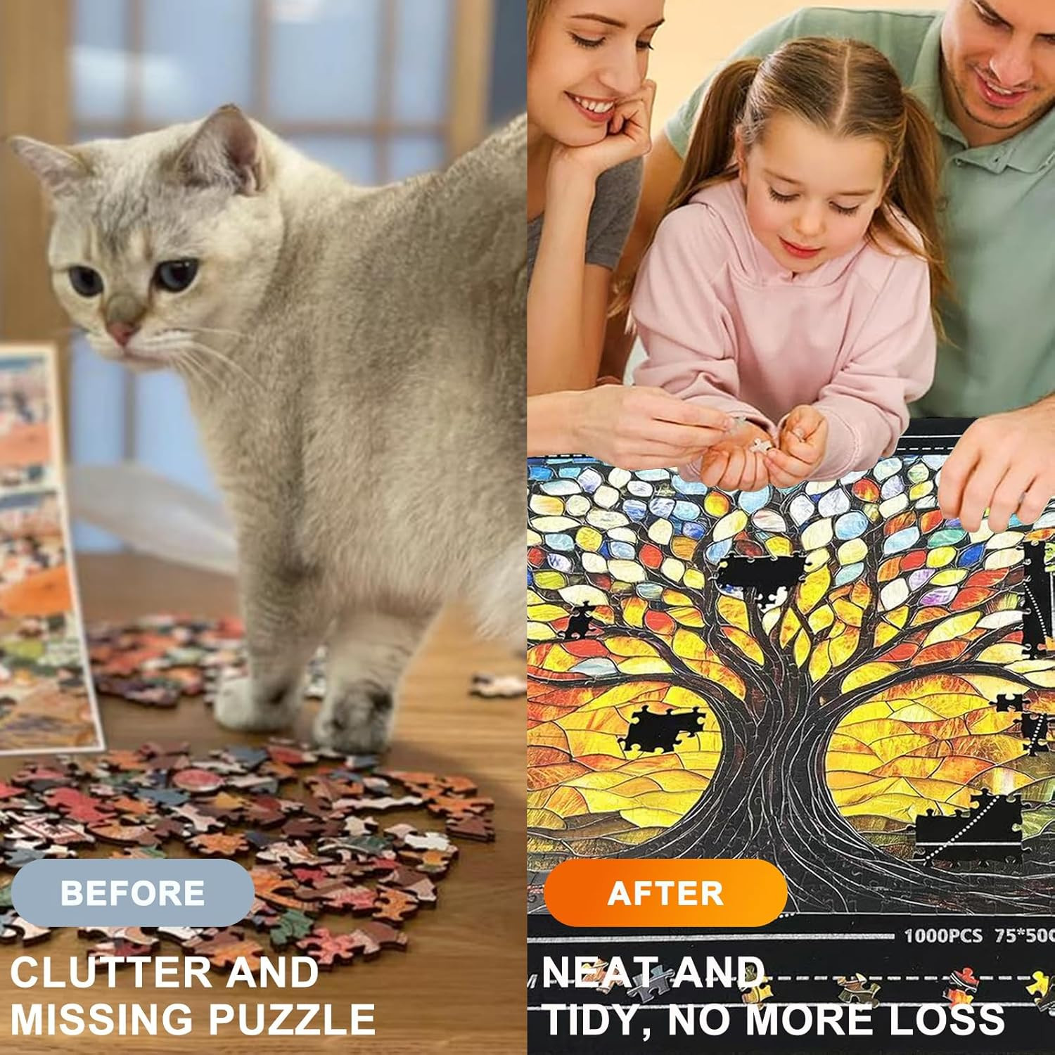 Puzzle Mat Rollup for Jigsaw Puzzles Storage Matt Roll up Puzzle Board Saver wit