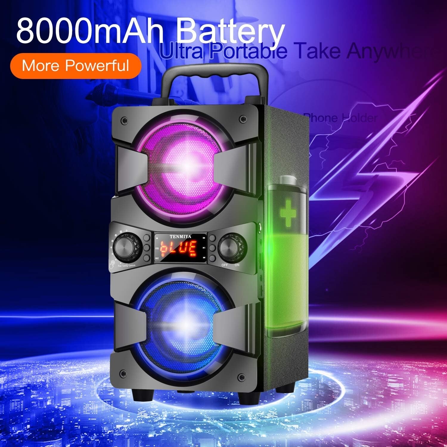 Karaoke Machine with Microphone ,Portable Bluetooth Speaker dual 3 inch subwofer