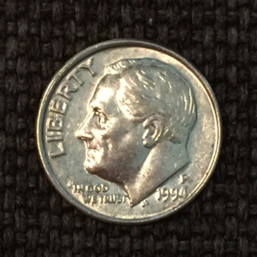 1994 P Roosevelt dime, actual coin in picture, free shipping.