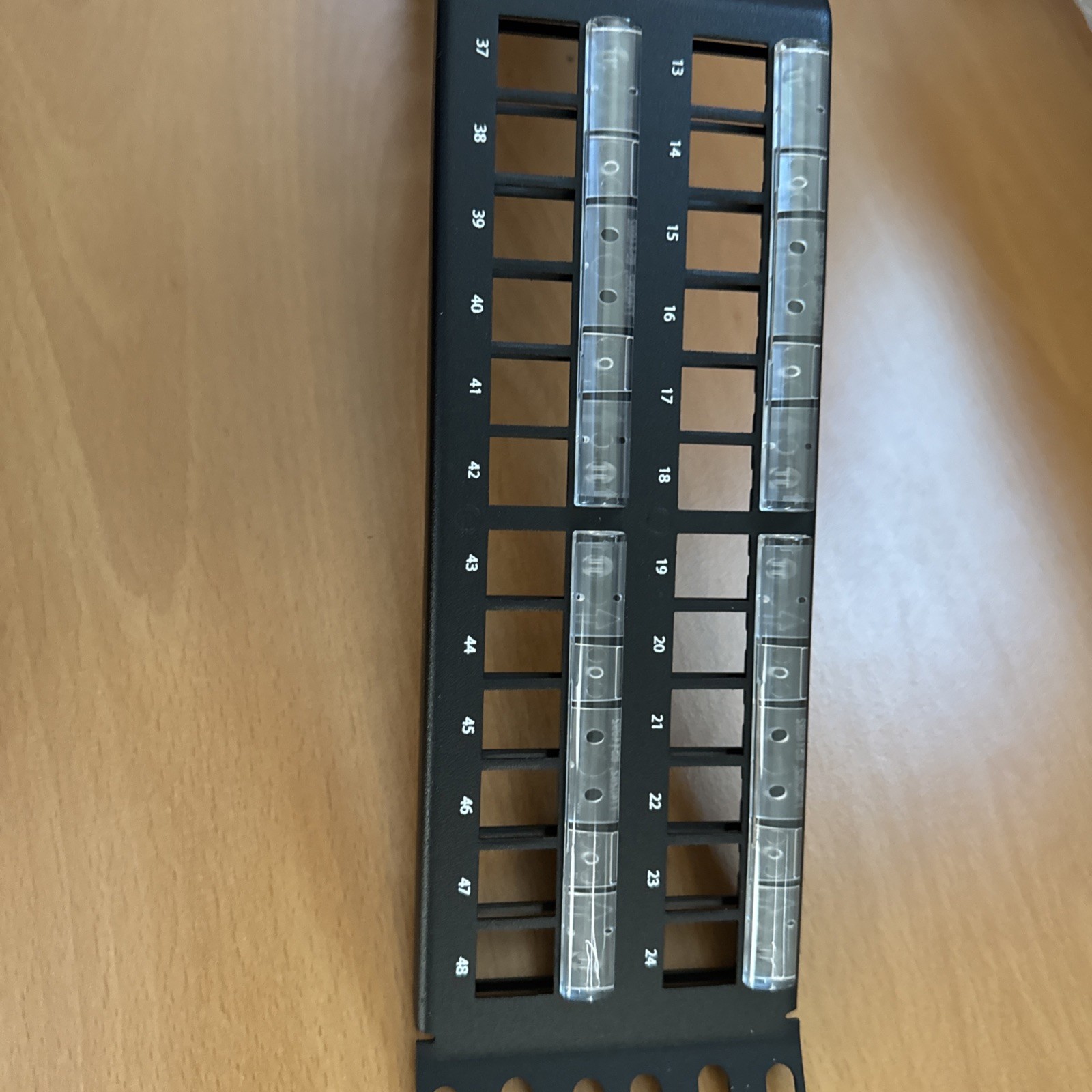 Leviton 49256-L48 2RU 48‑Port Angled Quickport Patch Panel Black w/Label Window